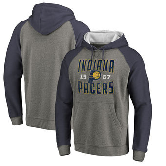 Indiana Pacers Fanatics Branded Antique Stack Big & Tall Tri-Blend Raglan Pullover Hoodie - Ash